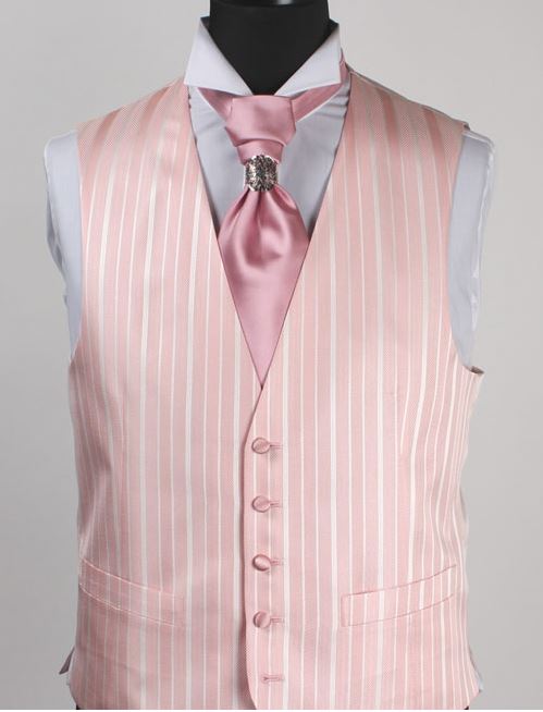 V-987PI Gilet Formale In Seta Jacquard A Righe Rosa[Accessori Formali] Yamamoto(EXCY)