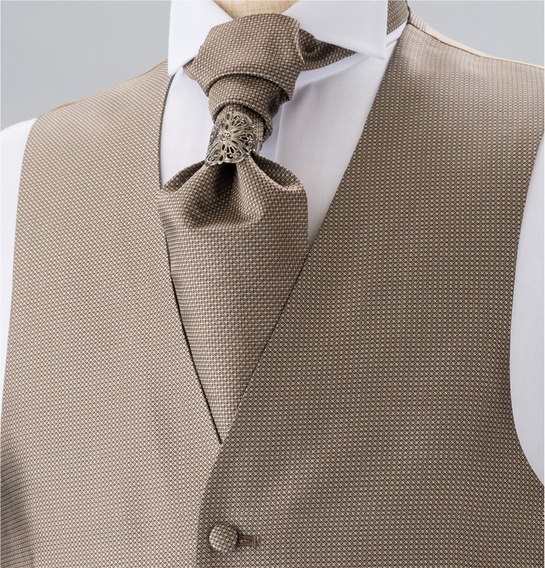 YT-303 Cravatta Ascot Di Seta Domestica (Cravatta Cravatta Europa) Modello Piccolo Marrone[Accessori Formali] Yamamoto(EXCY)