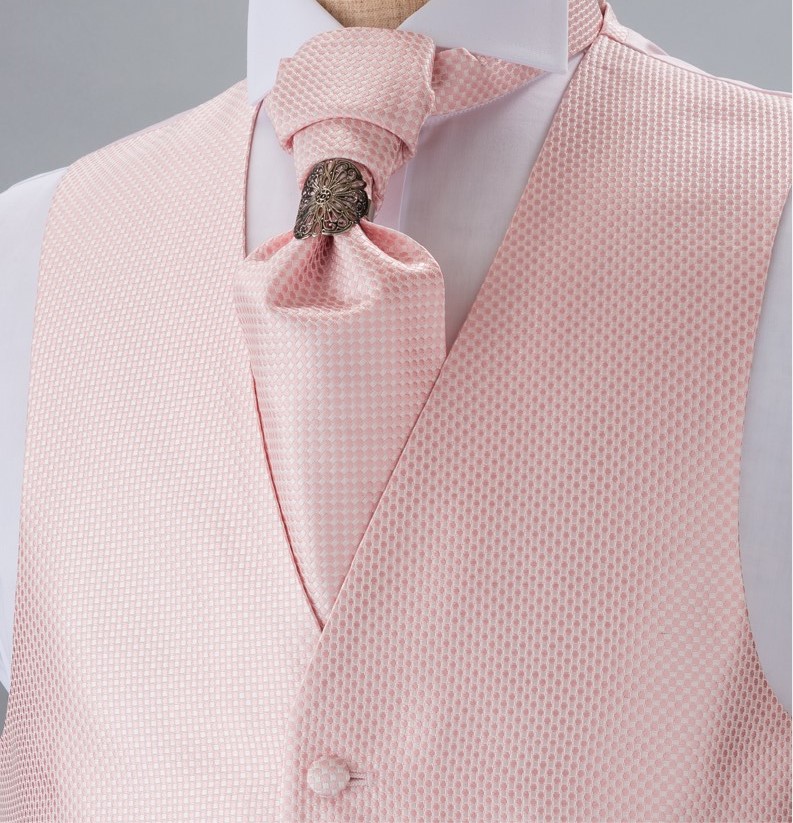 YT-984 Cravatta Ascot Di Seta Domestica (Cravatta Europea) Moss Stitch Pattern Rosa[Accessori Formali] Yamamoto(EXCY)