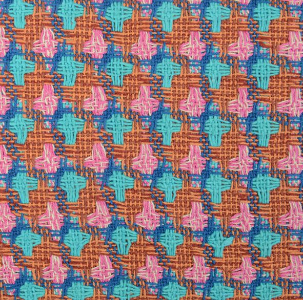 A7545 LINTON Linton Tweed Made In England Tessuto Arancione X Turchese Blu X Rosa[Tessile] LINTON