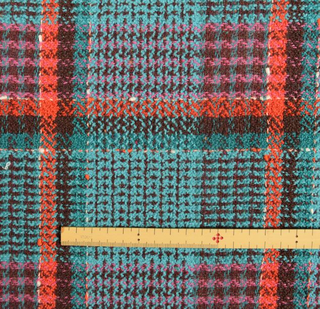 Y6513 LINTON In Tweed Di Linton Made In England Blu Turchese X Rosso Tessuto[Tessile] LINTON