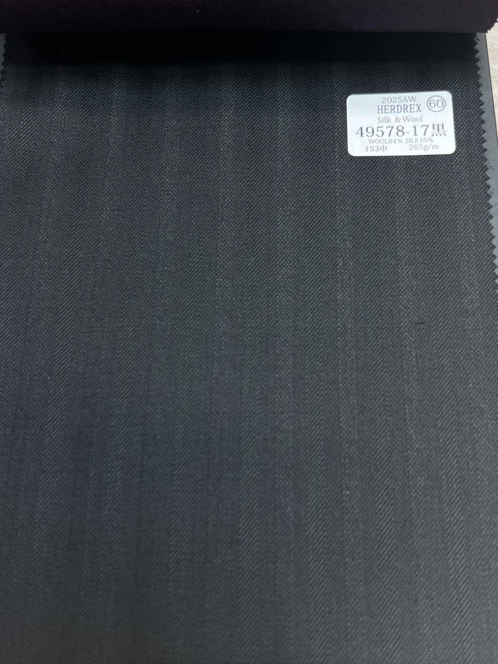 49578-17 25AW HERDREX [Seta E Lana] Seta E Lana Nero Ombra Striscia[Tessile] Società Per Azioni Kunishima Co., Ltd.