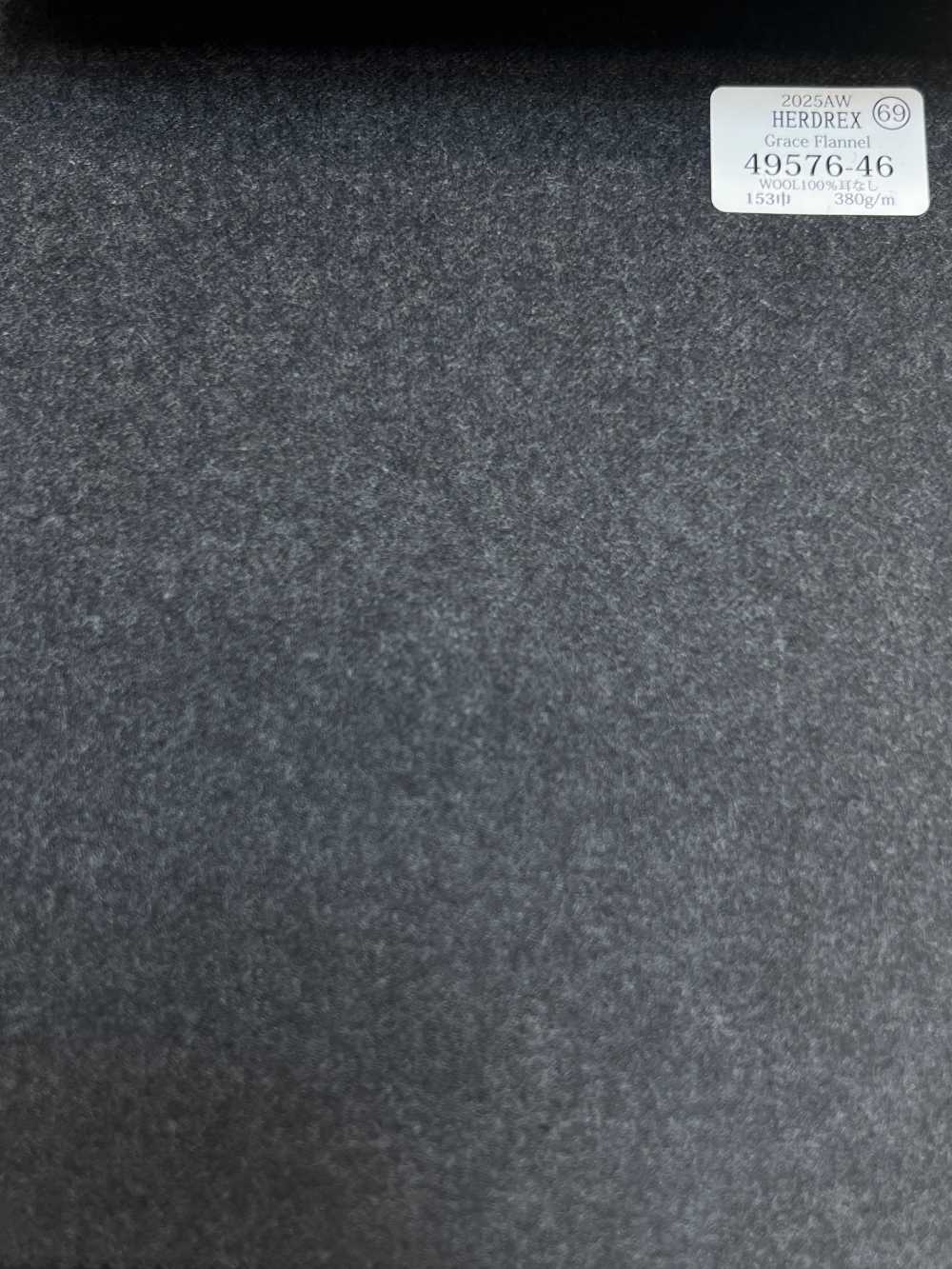 49576-46 25AW HERDREX [Grace Flannel] Grace Flannel Charcoal Heaven Grey Senza Motivo[Tessile] Società Per Azioni Kunishima Co., Ltd.