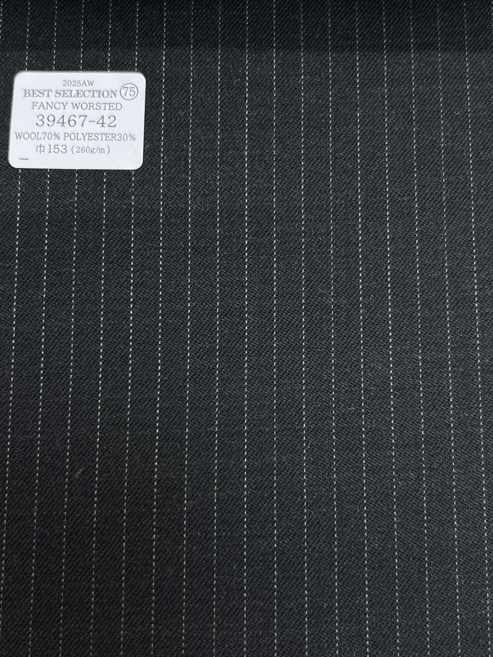 39467-42 25AW MIGLIORE SELEZIONE 【FANCY WORSTED】 Fancy Worsted Charcoal Heaven Grey Stripe[Tessile] Società Per Azioni Kunishima Co., Ltd.