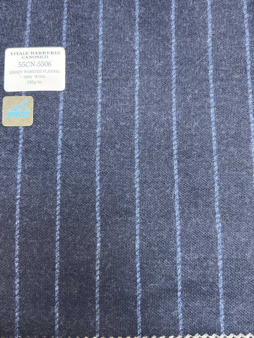 55CN5506 CANONICO JERSEY WORSTED FLANNEL NAVY CHALK STRIPE[Tessile] CANONICO