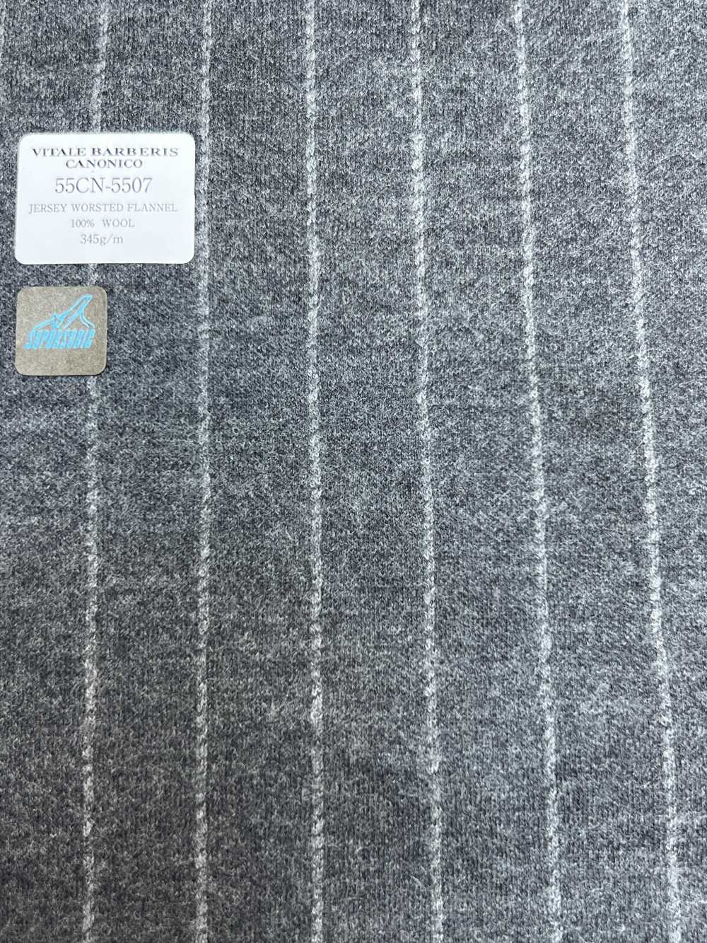 55CN5507 CANONICO JERSEY WORSTED FLANNEL GRIGIO GESSO A RIGHE[Tessile] CANONICO