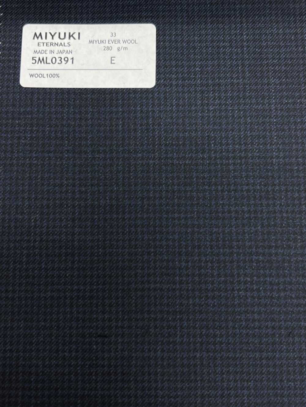 5ML0391 MIYUKI EVER WOOL (Miyuki Everwool) Pied De Poule Blu Navy[Tessile] Lanificio Miyuki