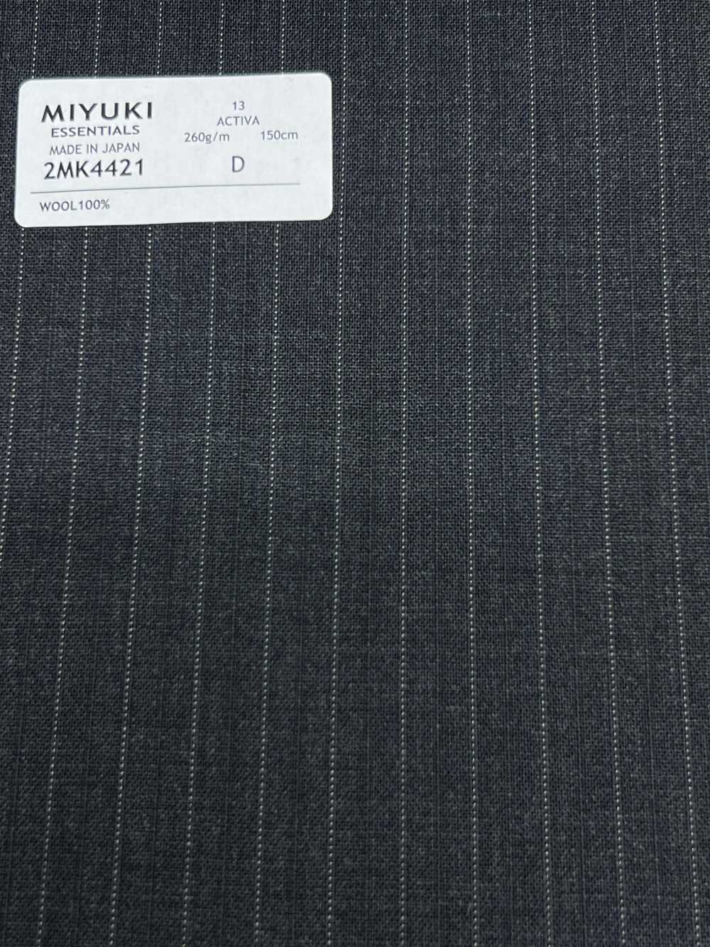 2MK4421 26SS Miyuki Textile MIYUKI ESSENTIALS ACTIVA Charcoal Heaven Grey Stripe[Tessile] Lanificio Miyuki
