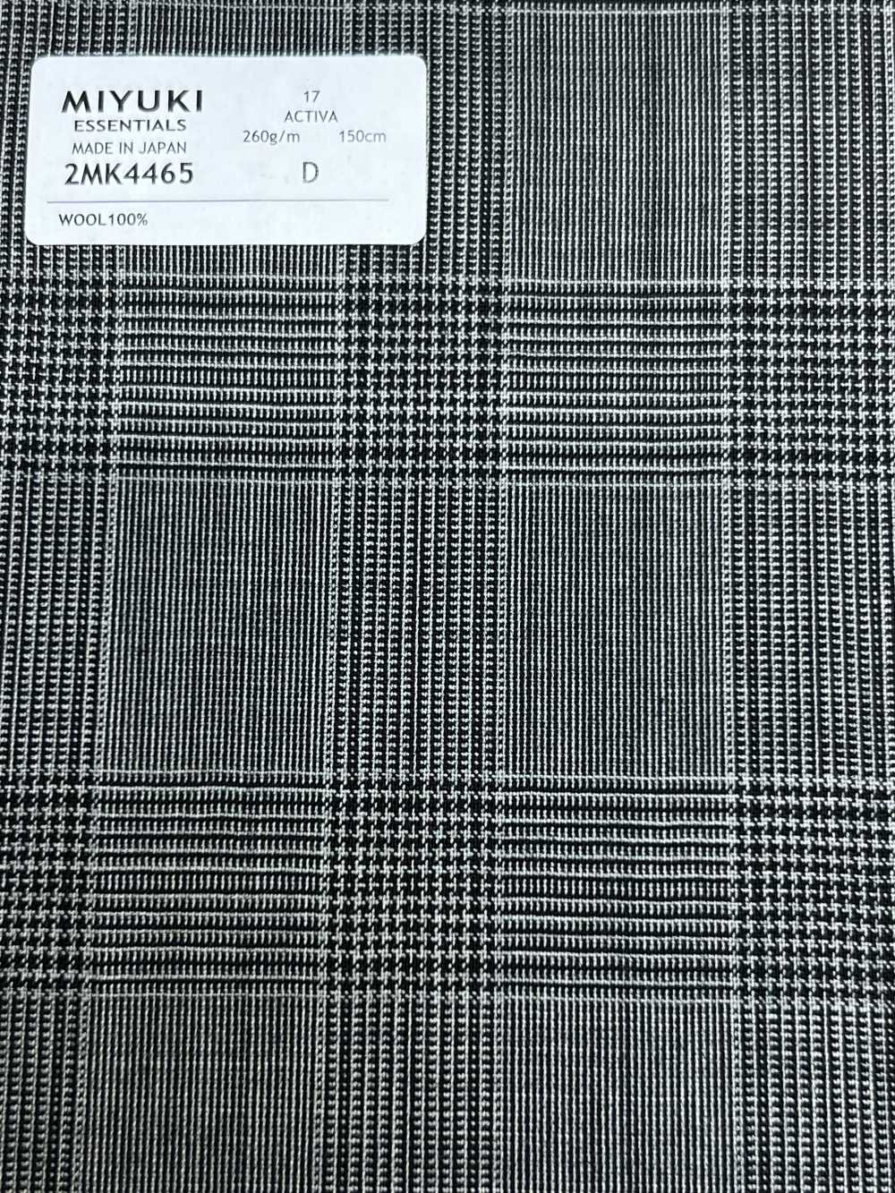 2MK4465 26SS Miyuki Textile MIYUKI ESSENTIALS ACTIVA Medium Gray Check[Tessile] Lanificio Miyuki