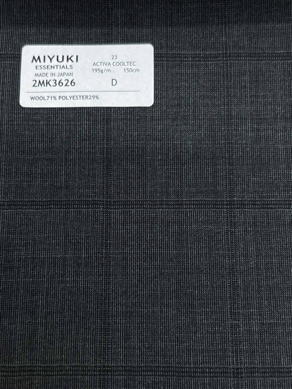 2MK3626 Tessuto MIYUKI ESSENTIALS ACTIVA COOLTEC Medium Gray Check[Tessile] Lanificio Miyuki