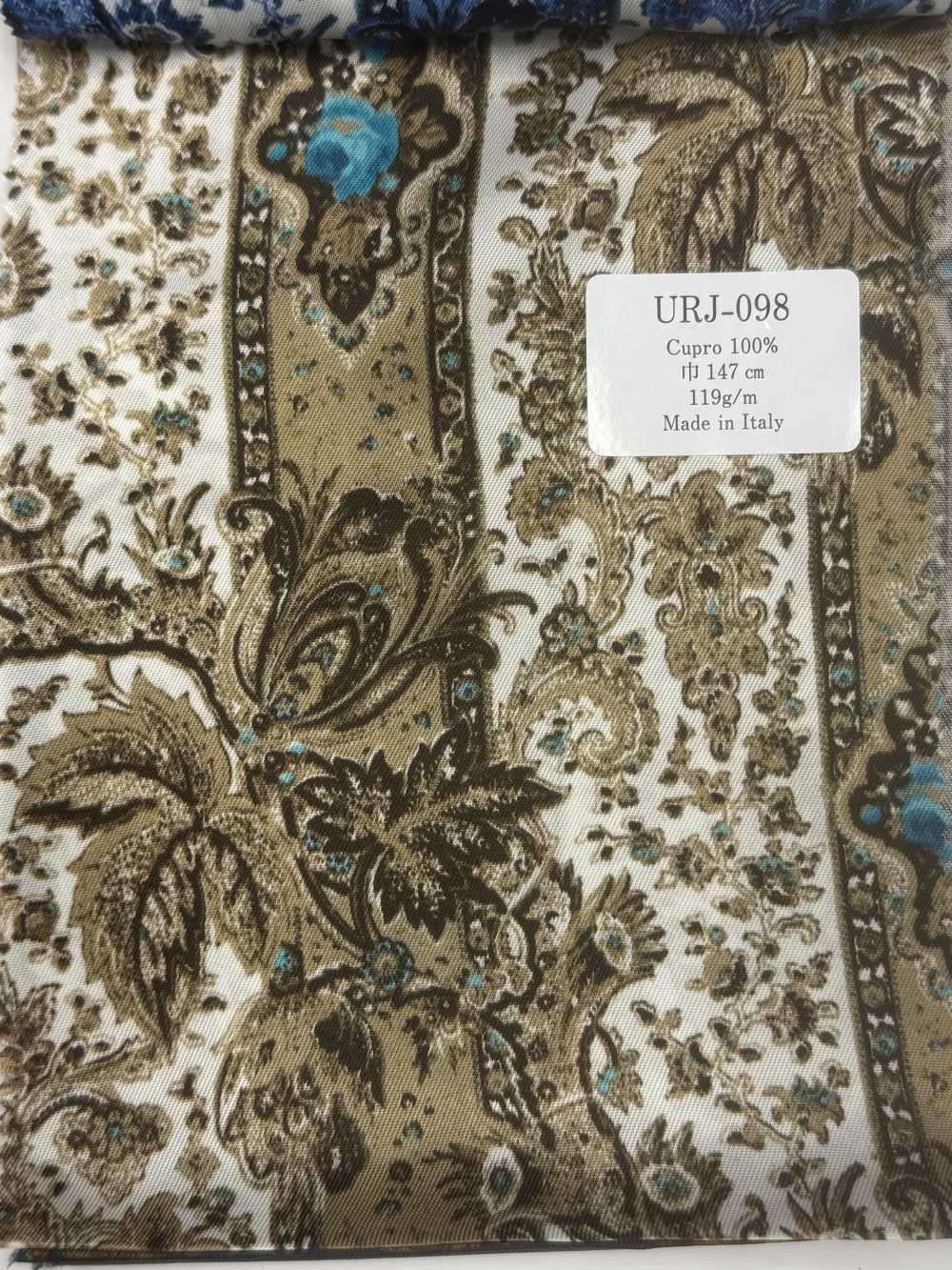 URJ-098 Fodera In Cupro 100% Di Fabbricazione Italiana, Motivo Paisley, Marrone.[Liner] TCS
