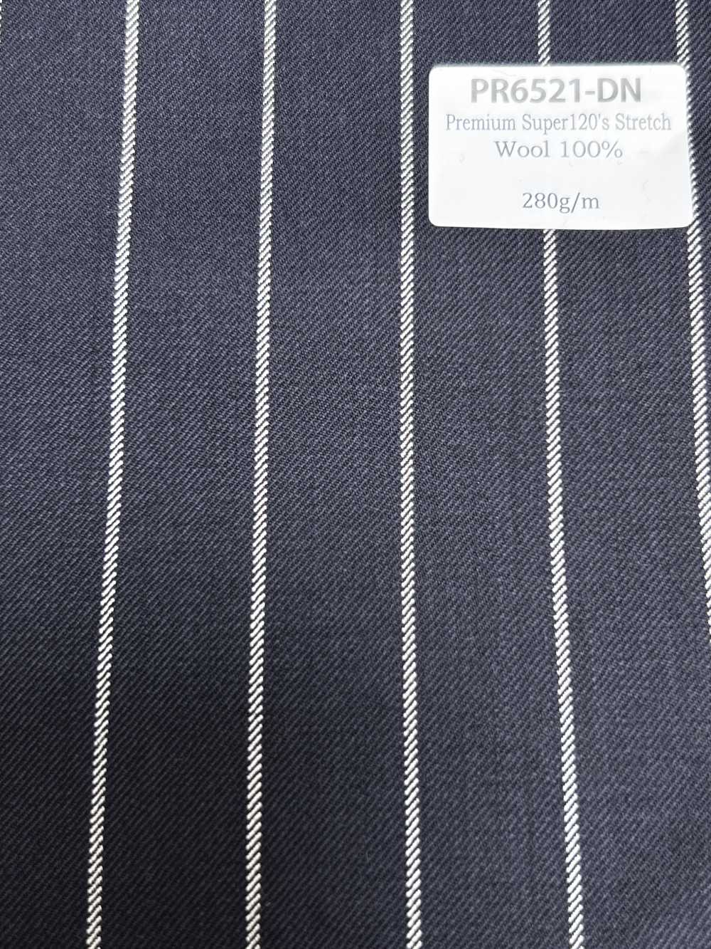 PR6521-DN Tessuto A Righe Elasticizzato Giapponese Premium Standard, Super 120's, Blu Navy Scuro[Tessile]