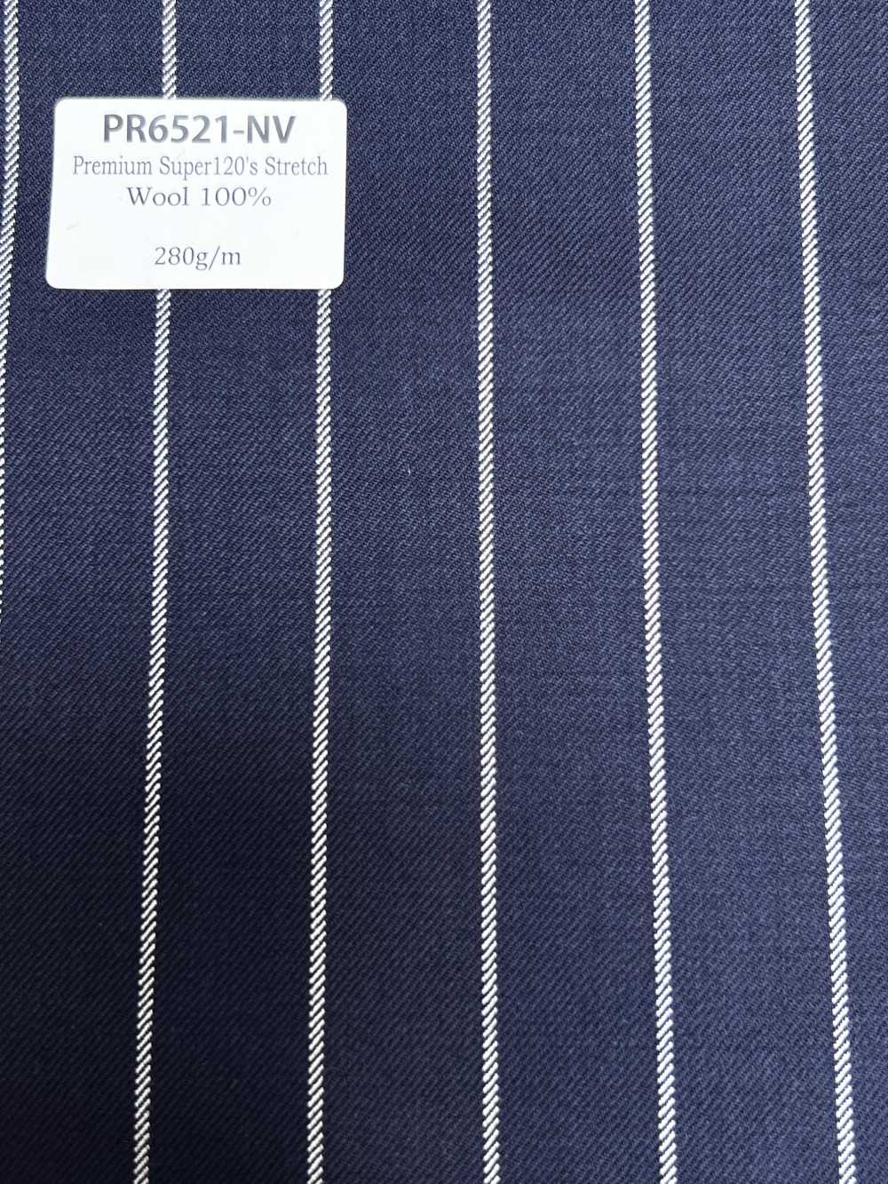 PR6521-NV Tessuto Giapponese Standard Premium Super120's Elasticizzato A Righe Blu Navy[Tessile]