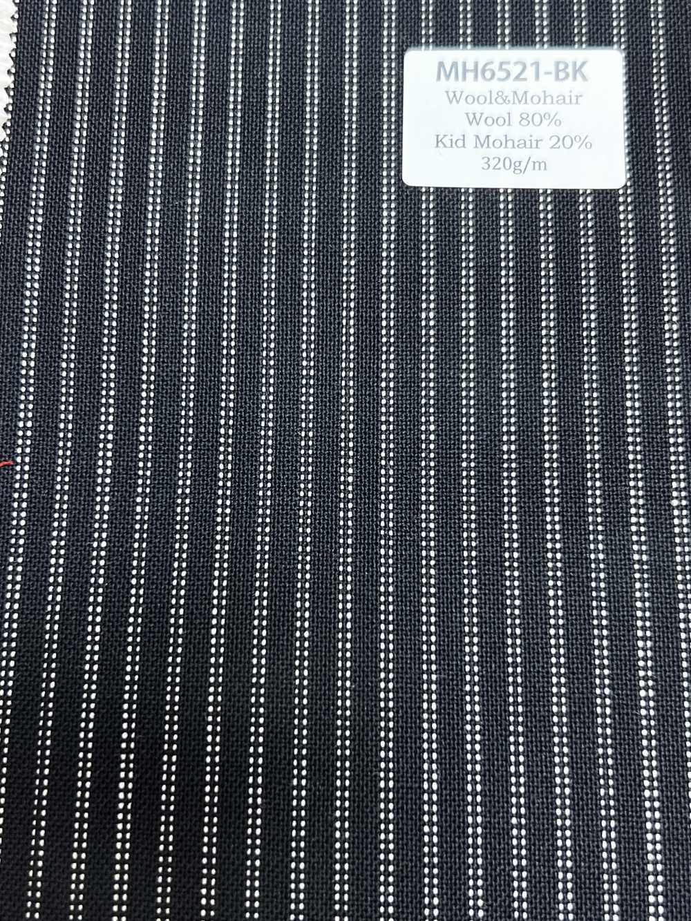 MH6521-BK Tessuto Pettinato Standard Giapponese In Lana E Kid Mohair (Stile Tonic) A Righe Nero[Tessile]