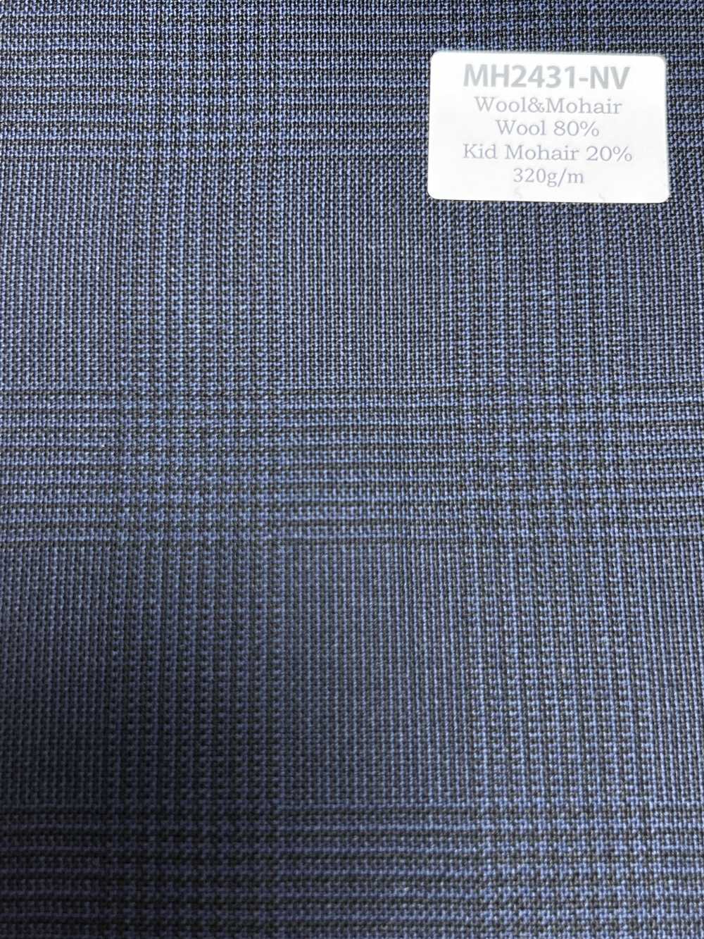 MH2431-NV Tessuto Pettinato Standard Giapponese In Lana E Mohair (Stile Tonic) A Quadri Blu Navy[Tessile]
