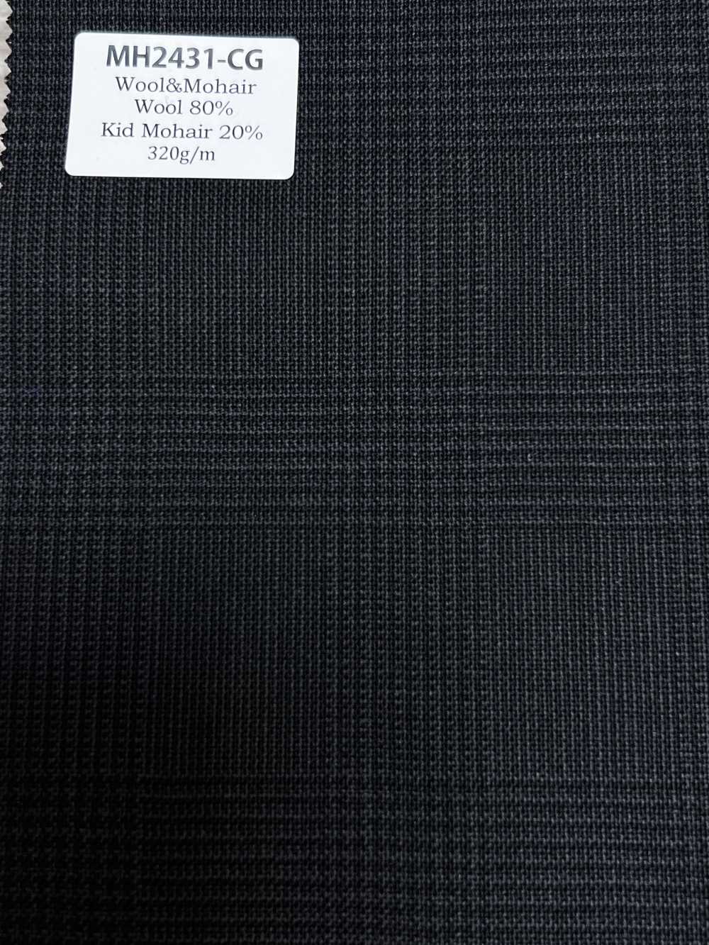 MH2431-CG Tessuto Pettinato Standard Giapponese In Lana E Kid Mohair (Stile Tonic), A Quadri, Grigio Antracite[Tessile]