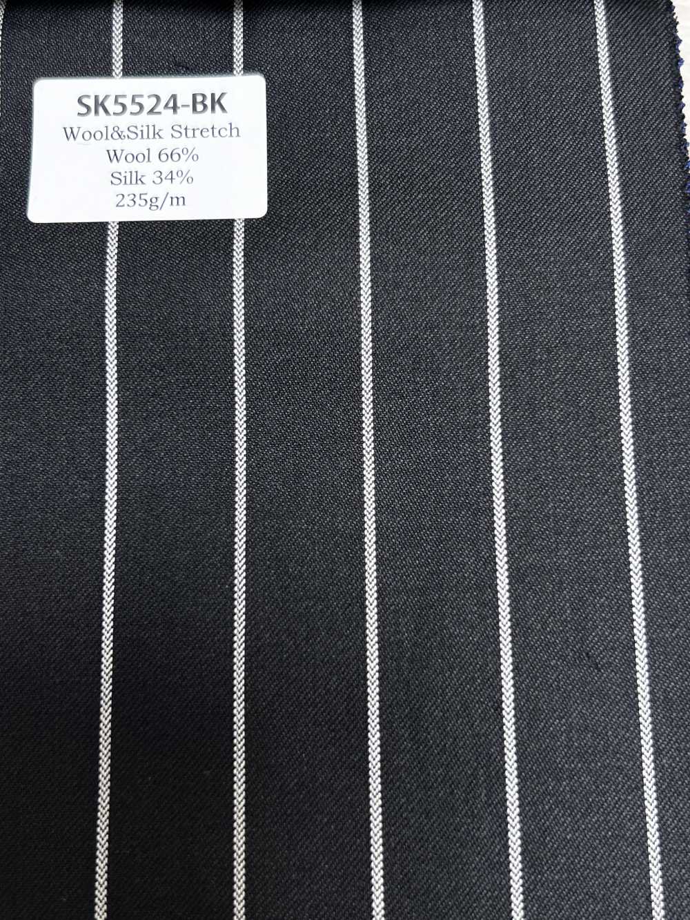 SK5524-BK Tessuto Standard Giapponese Elasticizzato A Righe In Lana E Seta, Nero[Tessile]