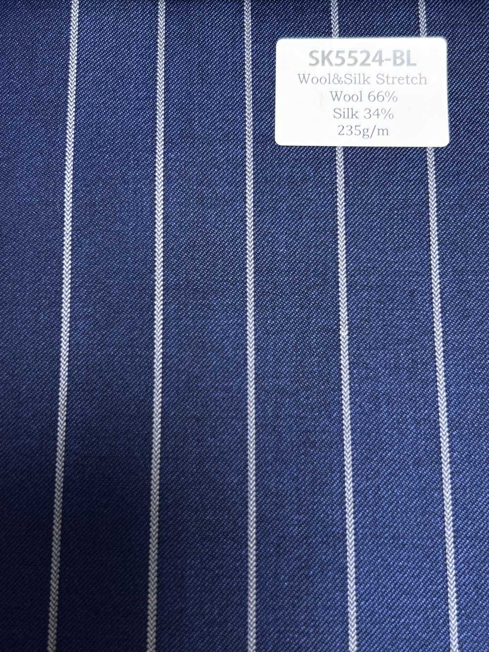 SK5524-BL Tessuto Elasticizzato Standard Giapponese In Seta E Lana, A Righe Blu Navy[Tessile]