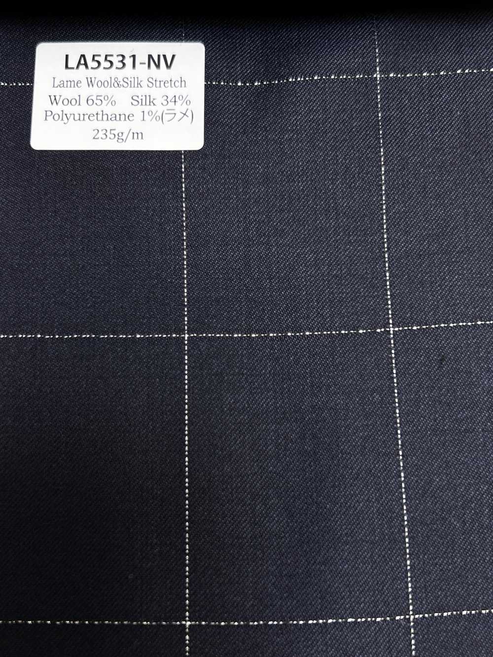 LA5531-NV Classico tessuto a quadri elasticizzato in lana e seta lamé blu navy Made in Japan[Tessile] HOSOI SYOJI