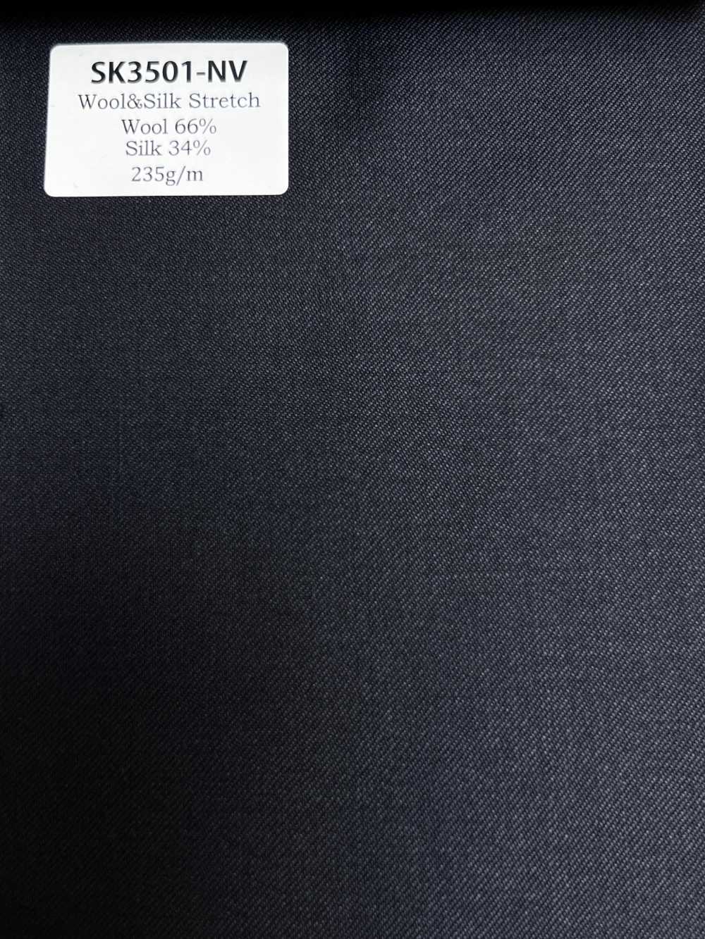 SK3501-NV Standard in seta e lana stretch blu navy di fabbricazione giapponese[Tessile] HOSOI SYOJI