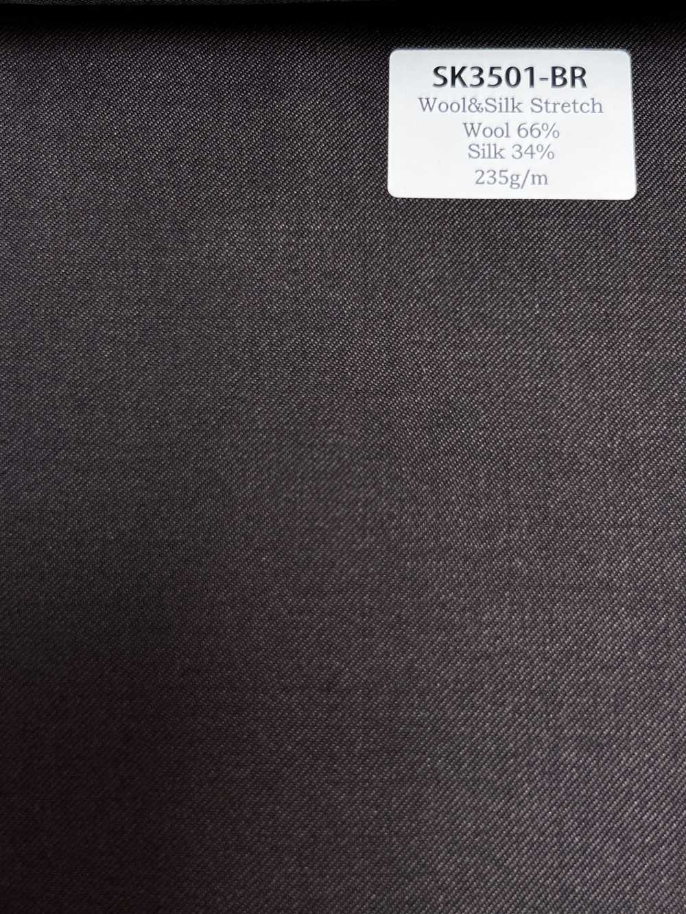 SK3501-BR Tessuto elasticizzato standard in seta e lana di produzione giapponese, marrone[Tessile]