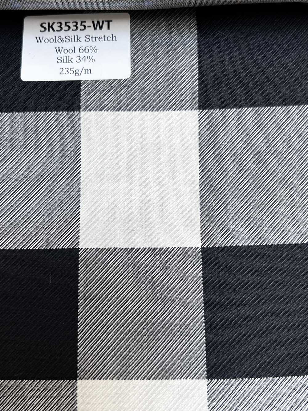 SK3535-WT Classico Made in Japan in seta e lana elasticizzata a quadri bianco[Tessile]