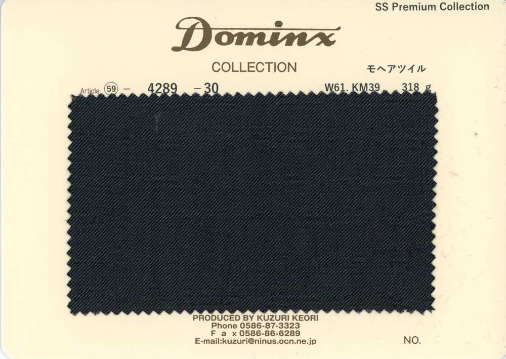 4289-30 Twill Standard In Mohair, Mohair Kid, Collezione Premium DOMINX, Antracite[Tessile] Tessuto Di Lana Kuzuri (DOMINX)