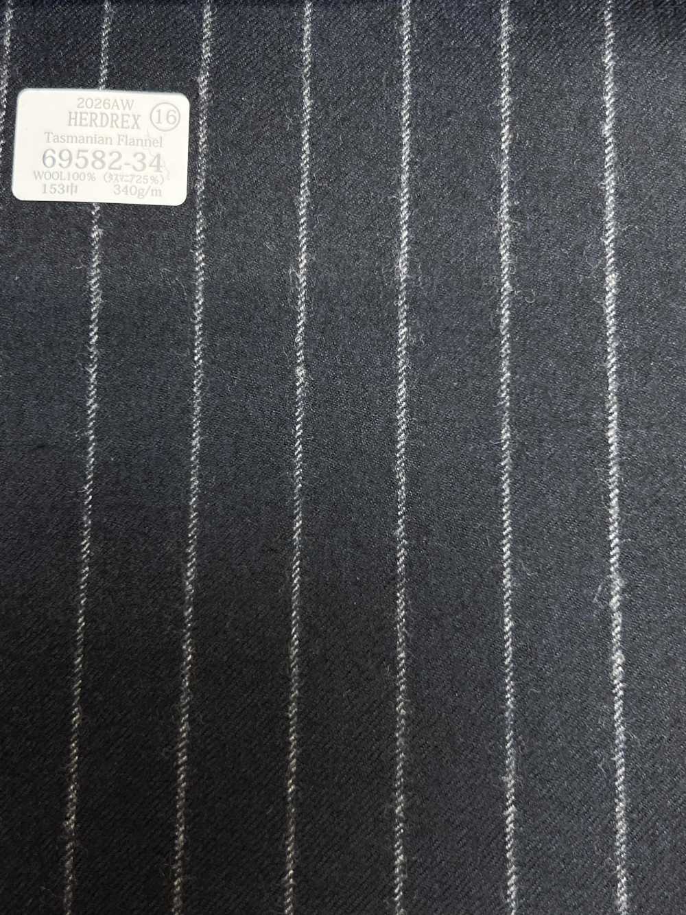 69582-34 26AW HERDREX [Flanella Tasmaniana] Seta E Lana A Righe Blu Navy[Tessile] Società Per Azioni Kunishima Co., Ltd.