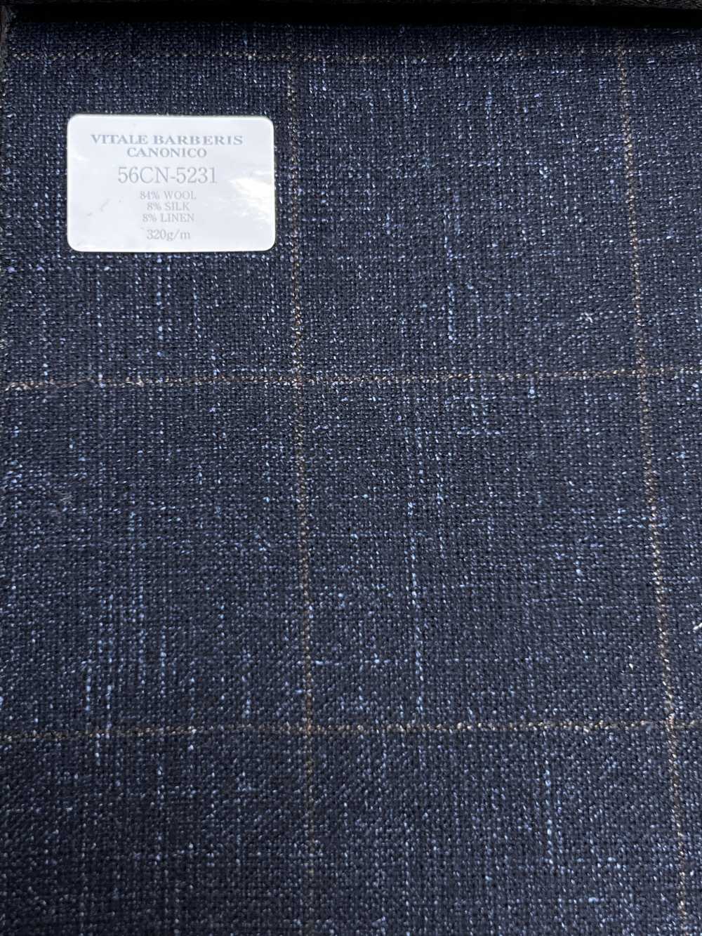 56CN5231 CANONICO Tessuto per abiti in lana, seta e lino fantasia blu navy/marrone a quadri finestra[Tessile] CANONICO