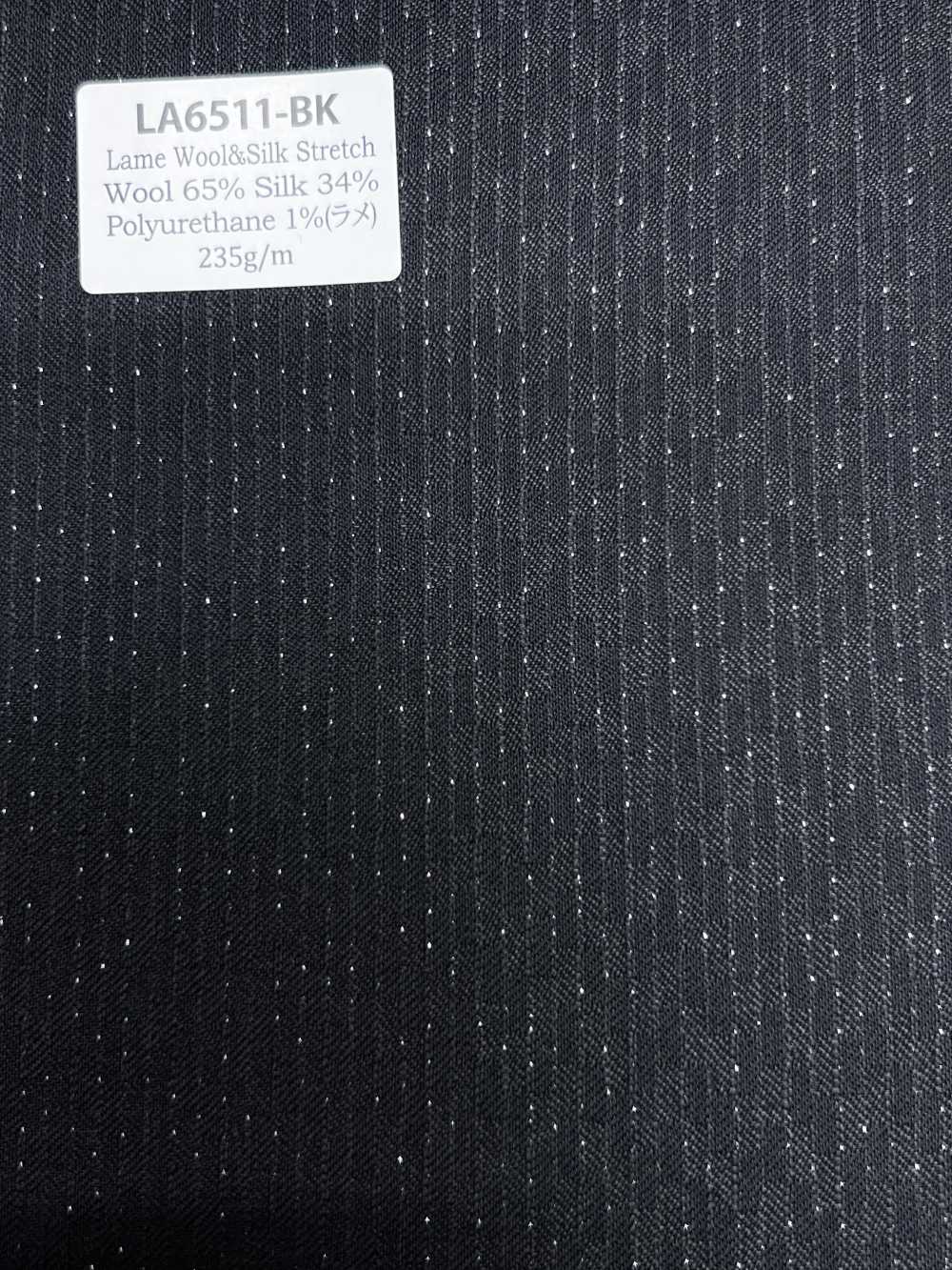 LA6511-BK Lana lamé di seta elasticizzata a righe nere, Made in Japan[Tessile] HOSOI SYOJI