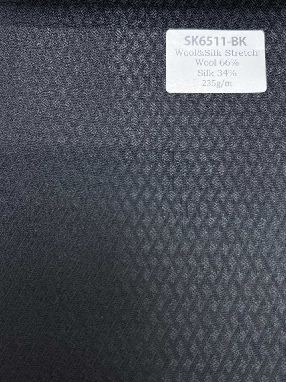 SK6511-BK Tessuto elasticizzato in seta e lana, motivo a rombi nero, di produzione giapponese[Tessile] HOSOI SYOJI