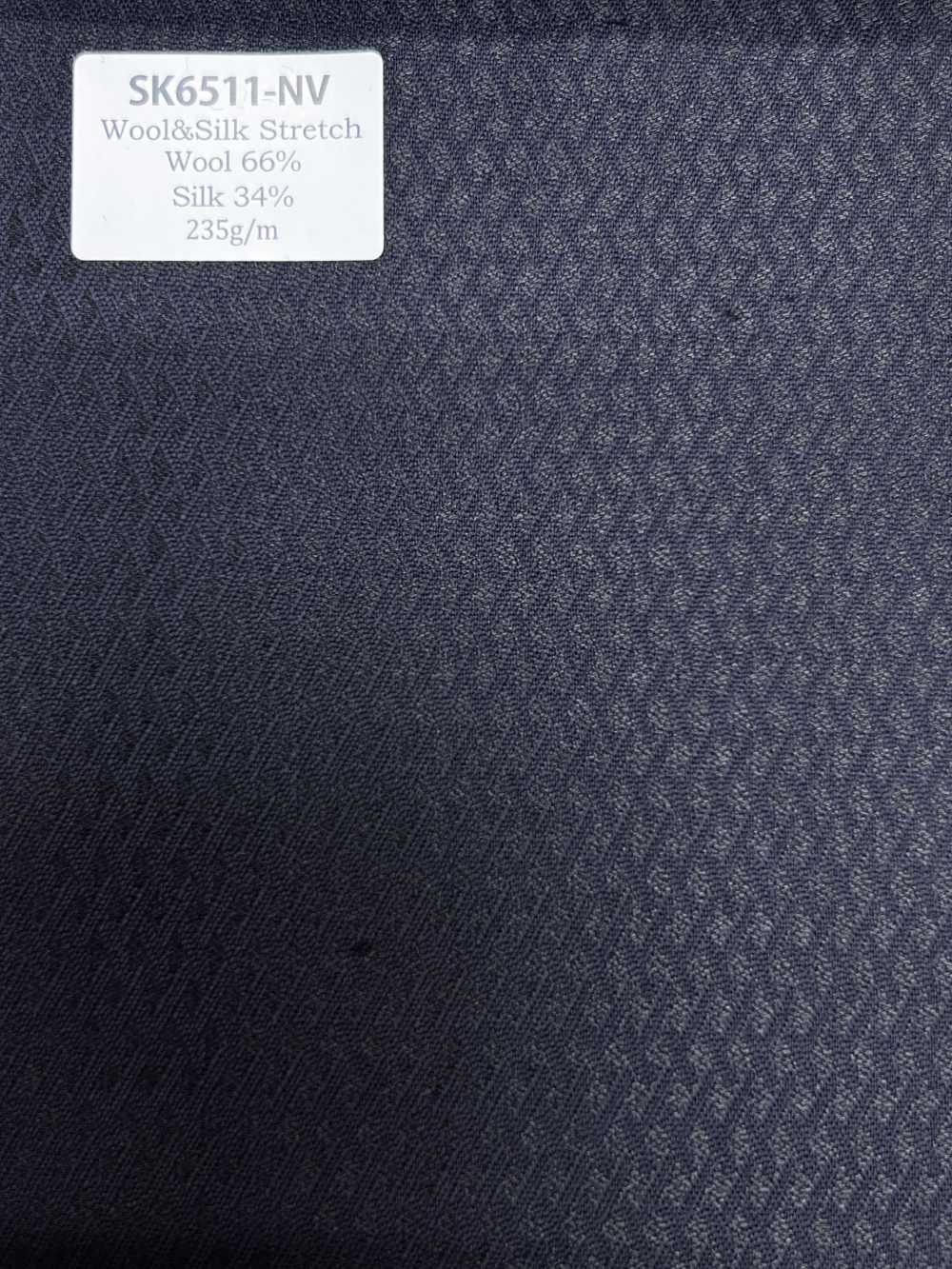 SK6511-NV Prodotto in Giappone seta lana elasticizzata motivo a rombi blu navy[Tessile] HOSOI SYOJI