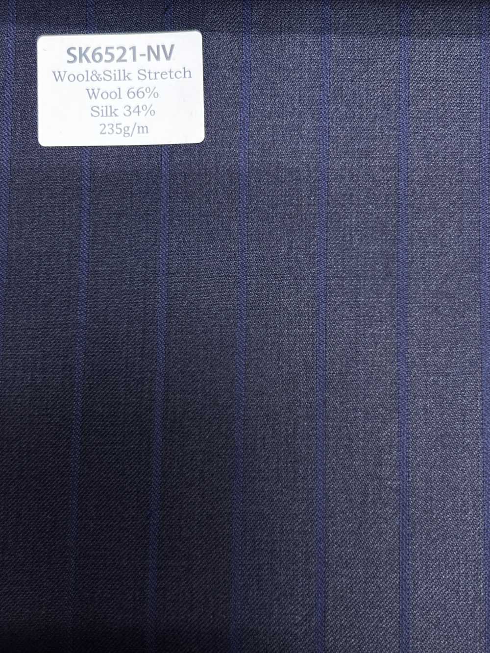 SK6521-NV Lana e seta elasticizzata a righe marroni, di fabbricazione giapponese[Tessile] HOSOI SYOJI