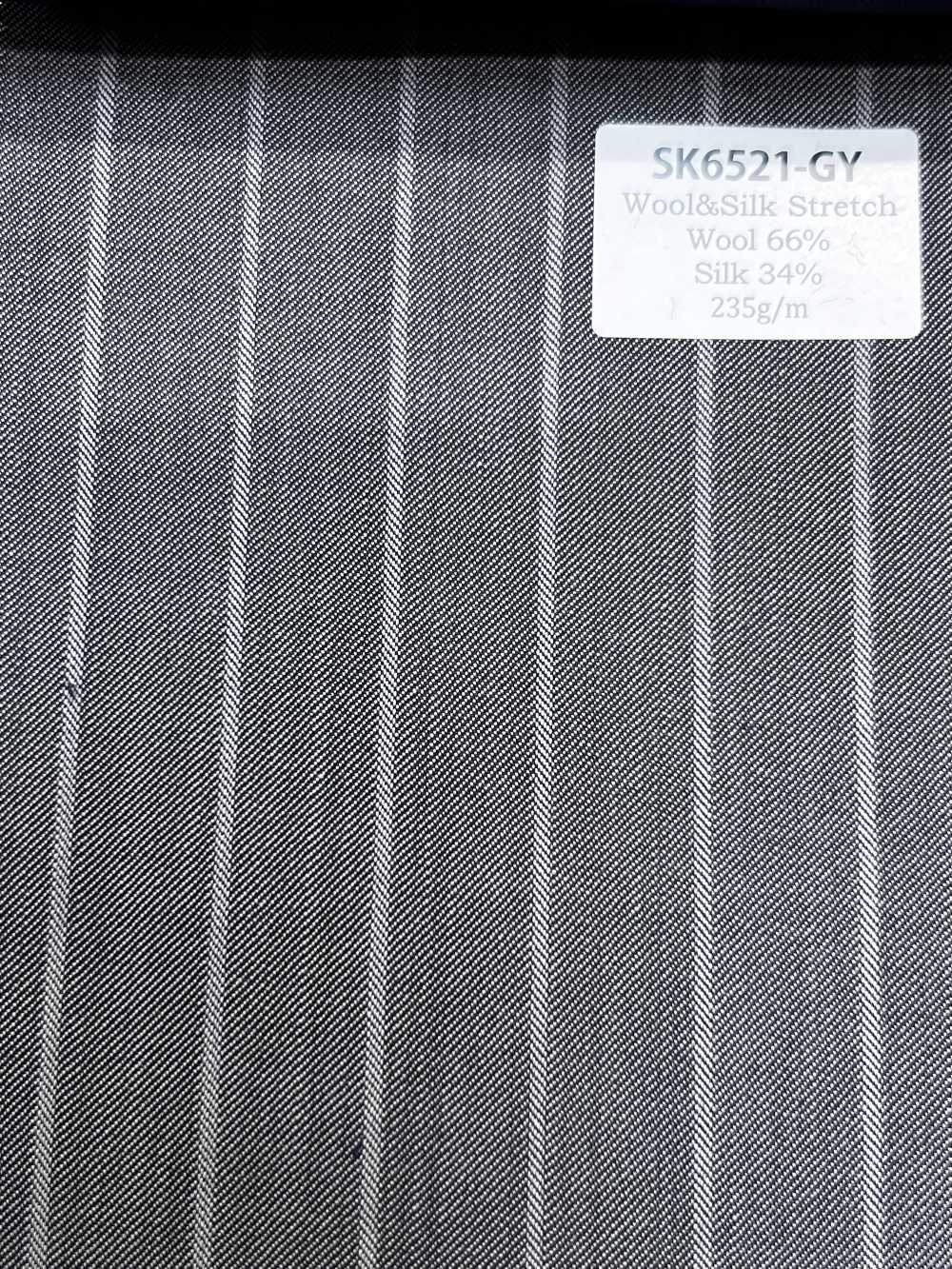SK6521-GY Seta e lana elasticizzata a righe grigie, made in Japan[Tessile] HOSOI SYOJI