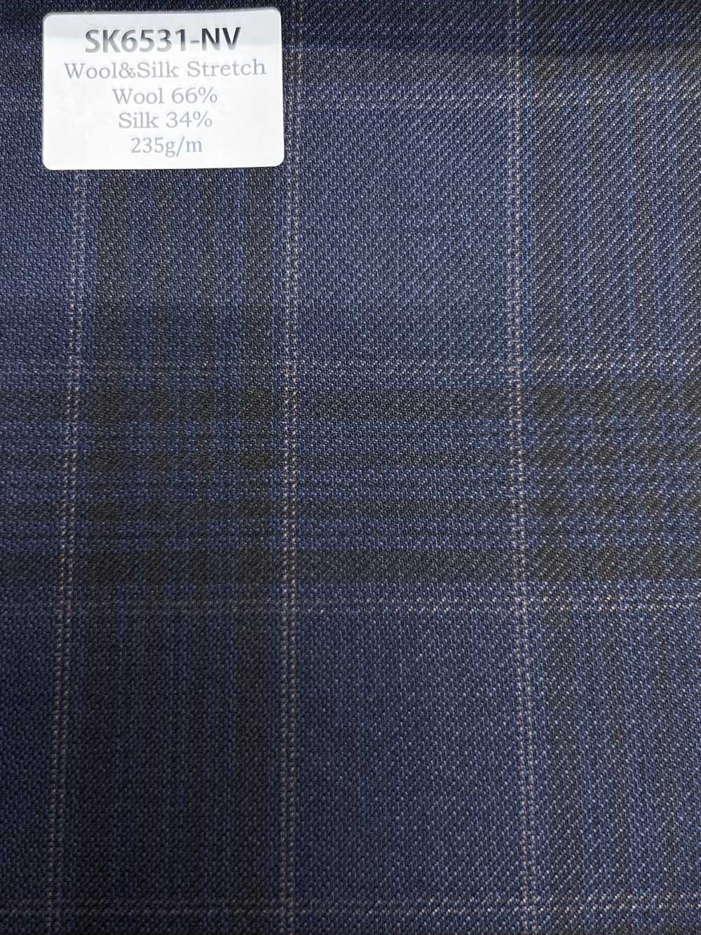 SK6531-NV Seta e lana elasticizzata a quadri blu navy, prodotto in Giappone[Tessile] HOSOI SYOJI