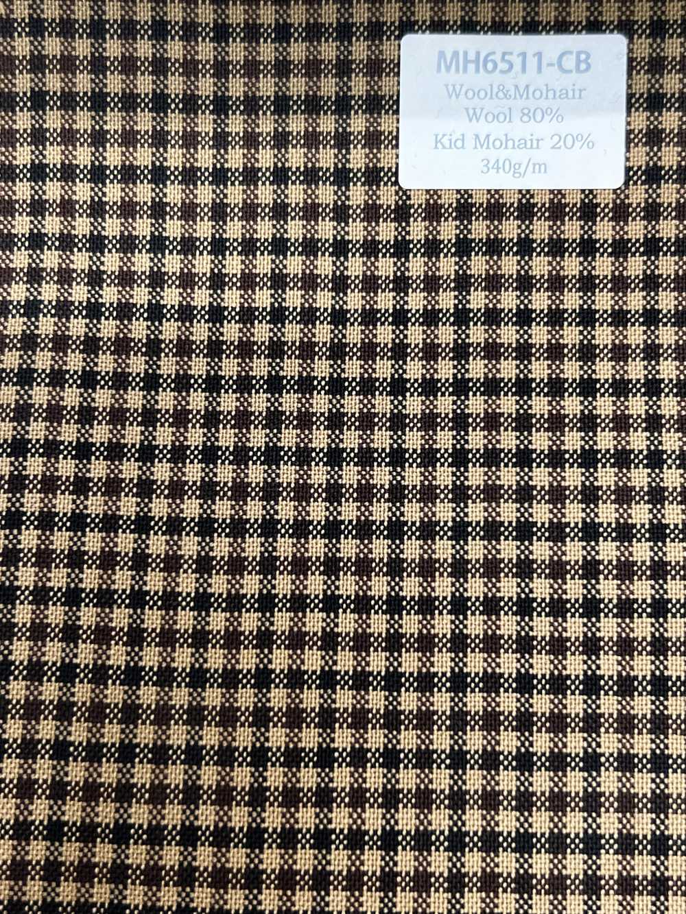 MH6511-CB Tessuto pettinato in lana e mohair di fabbricazione giapponese standard (stile Tonic) a quadri marro[Tessile] HOSOI SYOJI