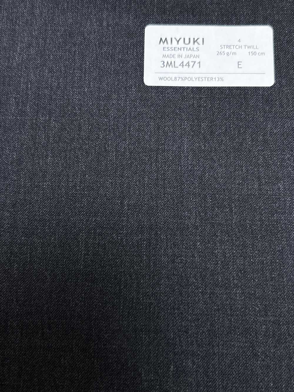 3ML4471 26AW MIYUKI ESSENTIALS twill elasticizzato tinta unita grigio antracite[Tessile] Lanificio Miyuki