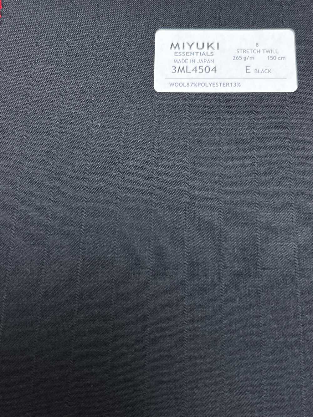 3ML4504 26AW MIYUKI Tessuto ESSENTIALS Twill elasticizzato a righe nere[Tessile] Lanificio Miyuki