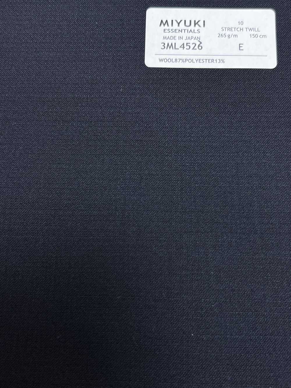 3ML4526 26AW MIYUKI Textile MIYUKI ESSENTIALS Twill elasticizzato Navy tinta unita[Tessile] Lanificio Miyuki