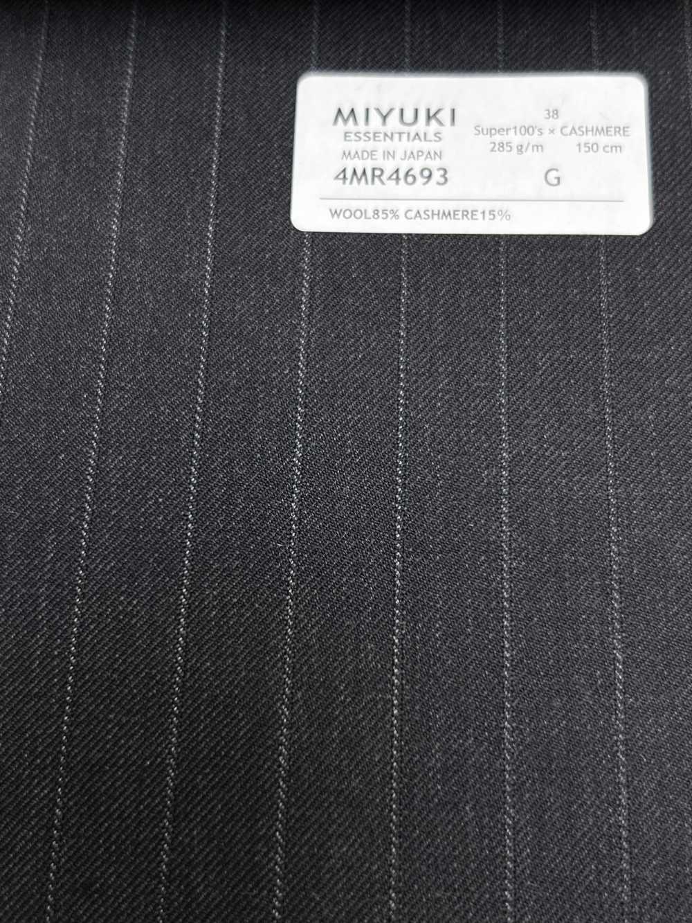 4MR4693 26AW Super100's × cashmere a righe grigio antracite e grigio cielo[Tessile] Lanificio Miyuki