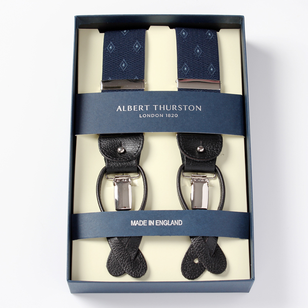 AT-12 Bretelle Albert Thurston a rombi 35MM blu navy[Accessori formali] ALBERT THURSTON
