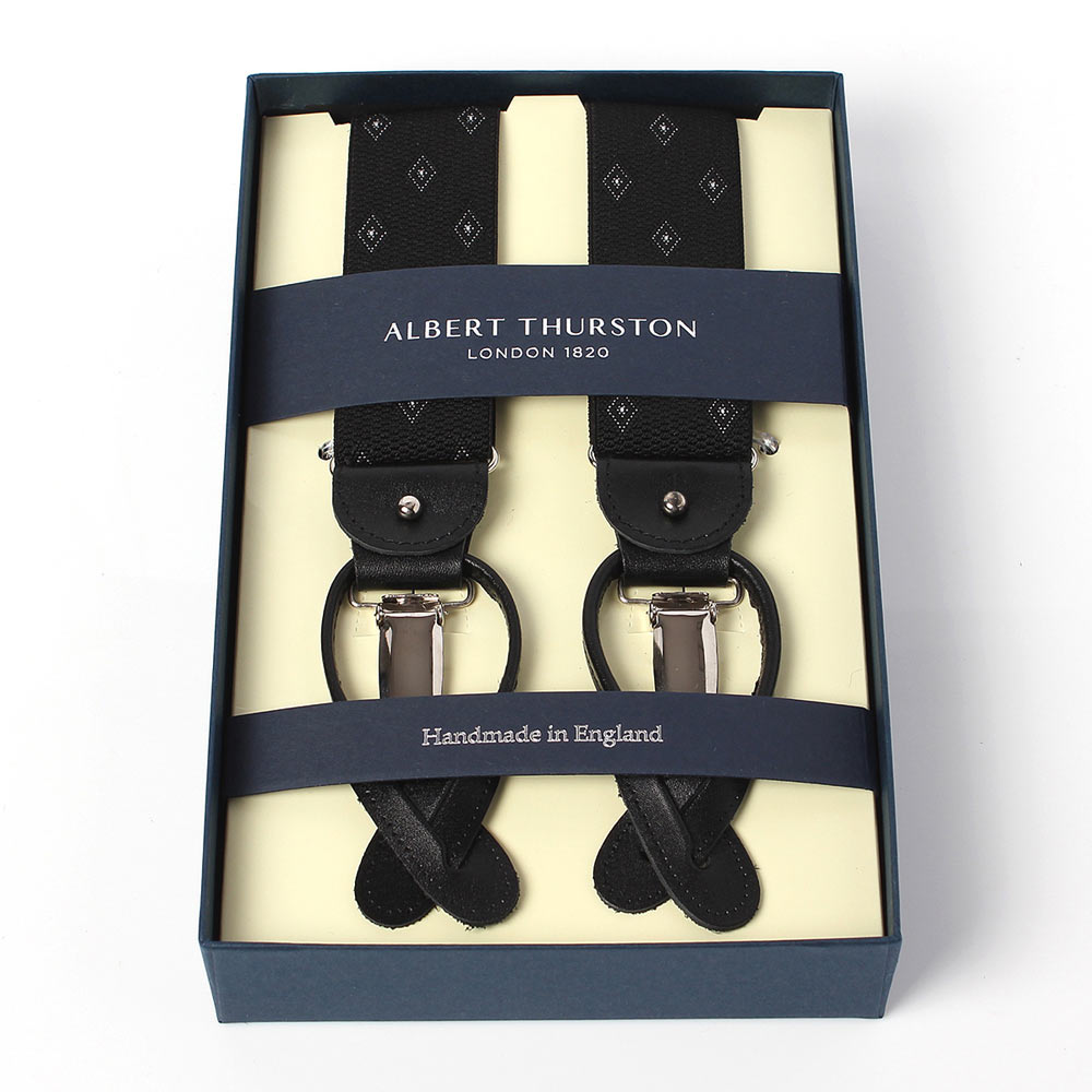 AT-14 Bretelle Albert Thurston motivo a rombi 35 mm nere[Accessori formali] ALBERT THURSTON