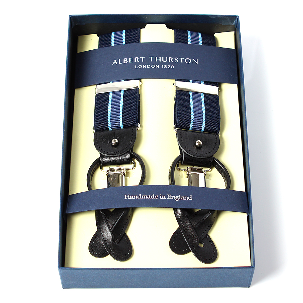 AT-2266-NV Albert Thurston Bretelle A Righe 35MM Blu Navy[Accessori Formali] ALBERT THURSTON
