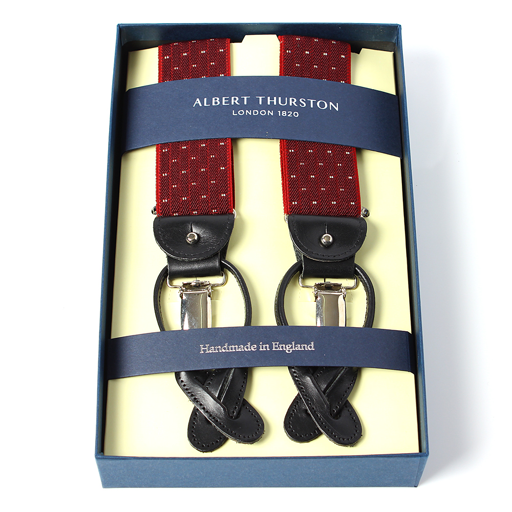 AT-2313-WI Albert Thurston Bretelle Pin Dot Pattern 35MM Vino Rosso[Accessori Formali] ALBERT THURSTON