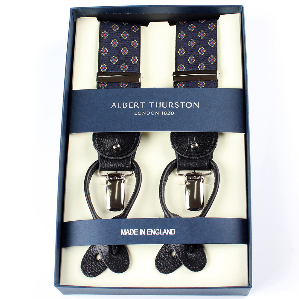 AT-2387-NV Bretelle Albert Thurston, fantasia piccola, 35MM, blu navy[Accessori formali] ALBERT THURSTON