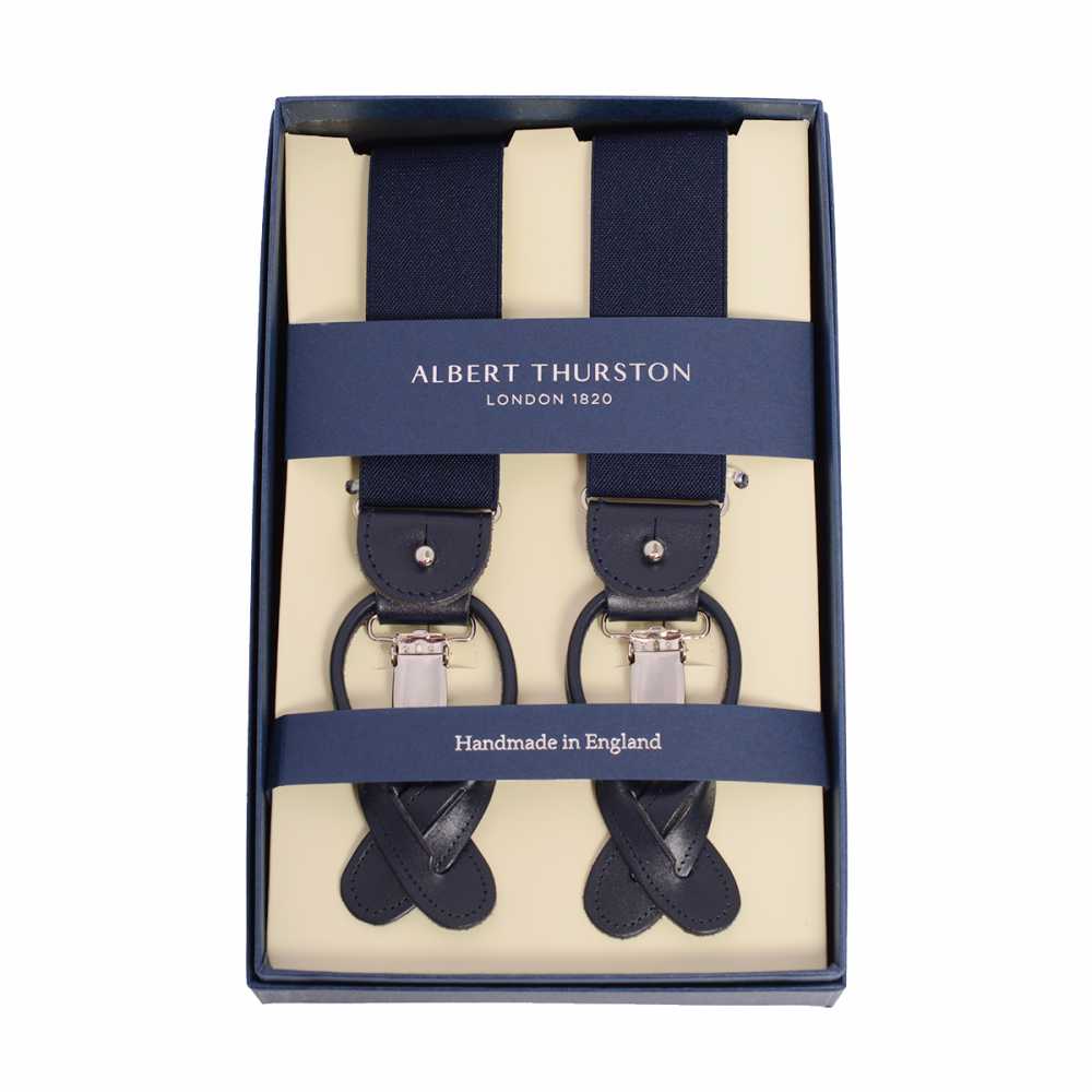 AT-NAVY Bretelle Albert Thurston Blu Navy Senza Motivo 35 Mm[Accessori Formali] ALBERT THURSTON
