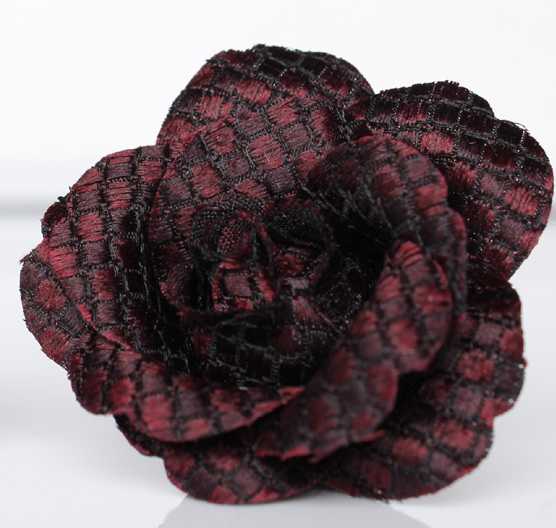 BTA-987 Boutonniere Jacquard Di Seta Giapponese, Motivo Piqué, Rosso Vino[Accessori Formali] Yamamoto(EXCY)