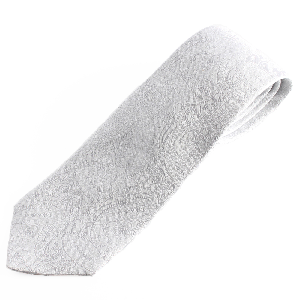 HVN-15 VANNERS Tessuto Usato Fatto A Mano Cravatta Motivo Paisley Bianco[Accessori formali] Yamamoto(EXCY)
