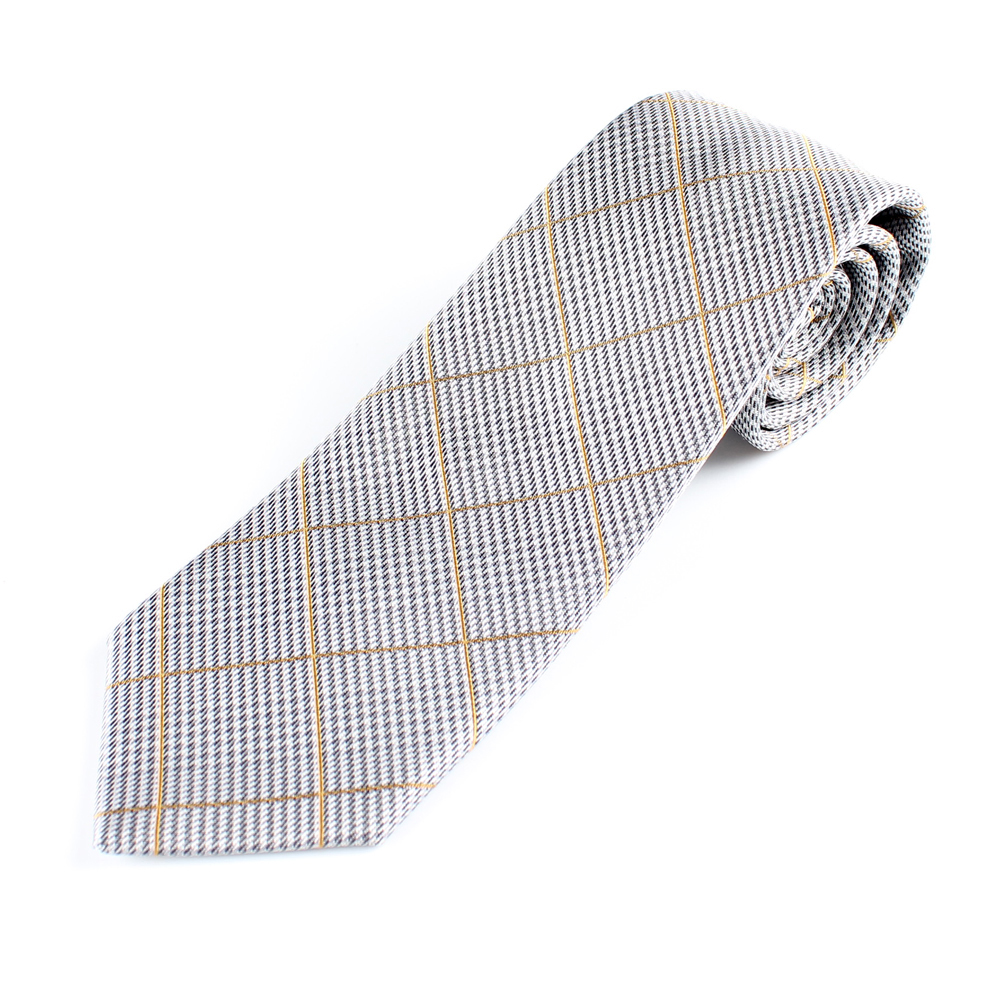 HVN-19 Cravatta Fatta A Mano Con Tessuto Vanners Glen Plaid Grigio Chiaro[Accessori Formali] Yamamoto(EXCY)