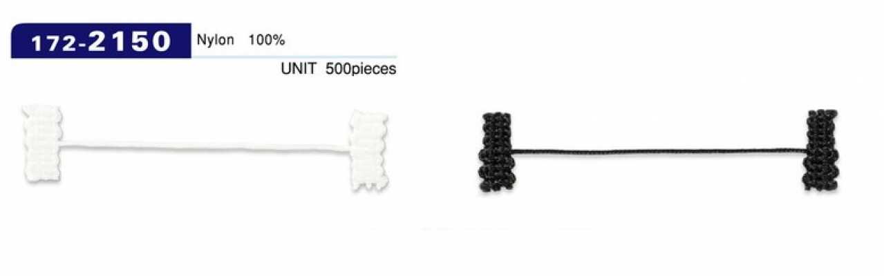172-2150 Fermo per asole e bottoni tipo cordino intrecciato Lunghezza totale 62 mm (Qtà 500)